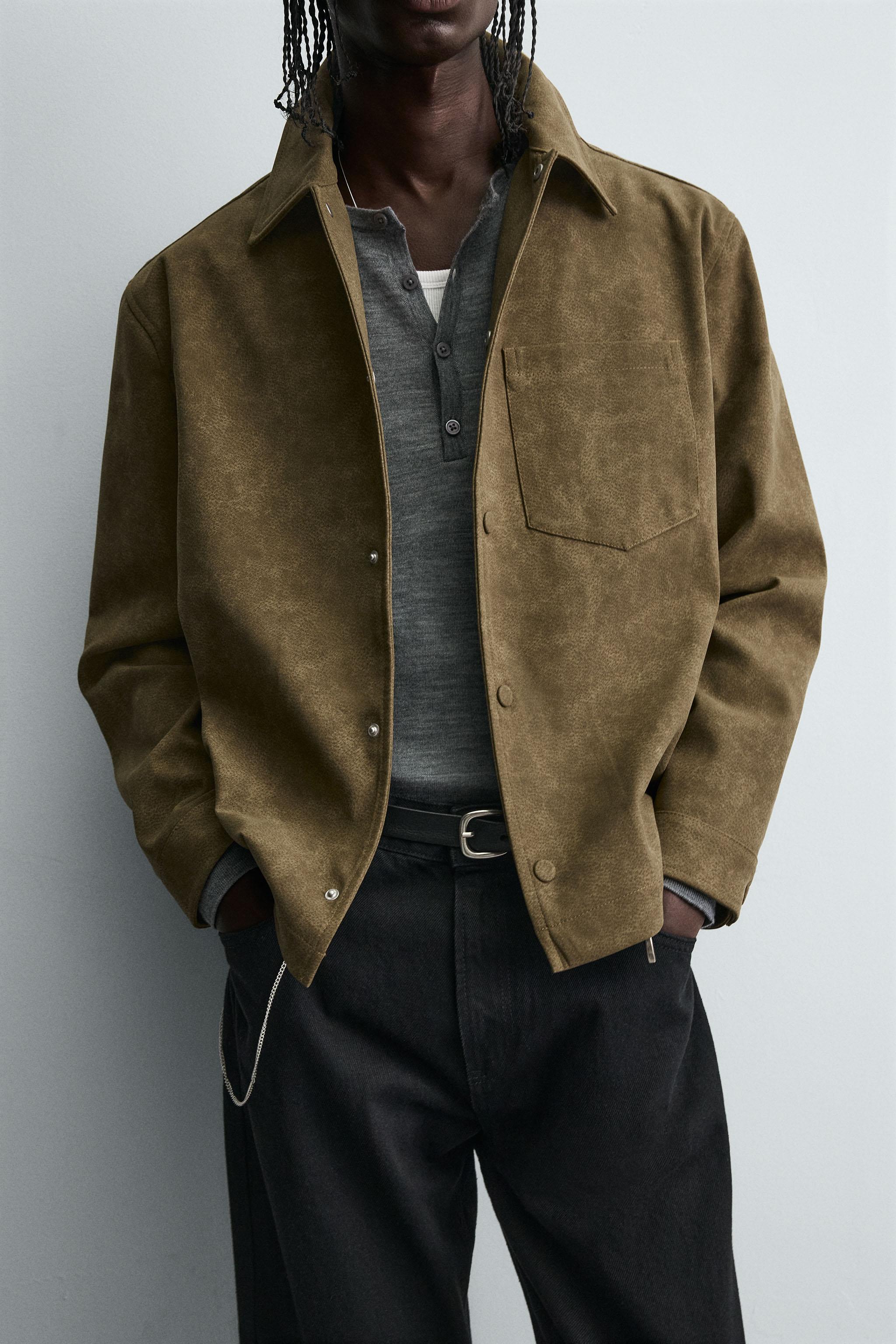 FAUX SUEDE BOXY FIT OVERSHIRT